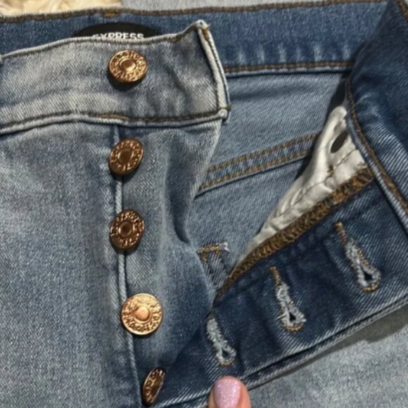 Express Women’s Blue Denim Jeans Straight Ankle High Rise size 4R - Picture 3 of 10